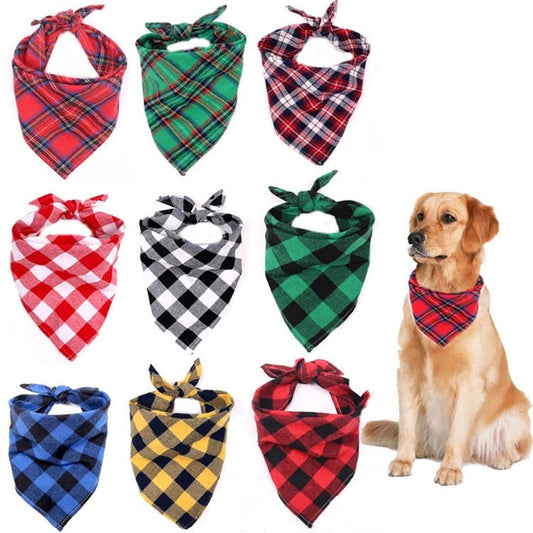 Small Dog Bandanas – Plaid Style, Set of 4